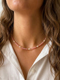 rosa kristall kette mit echten weißen perlen 💗