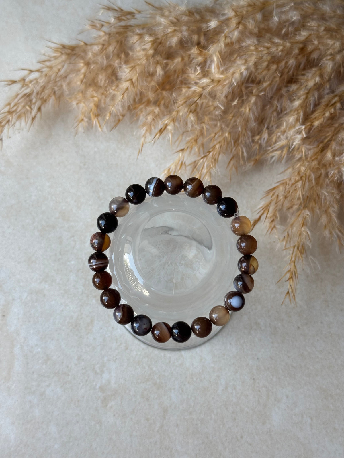 Braun Achat Natustein Perlenarmband